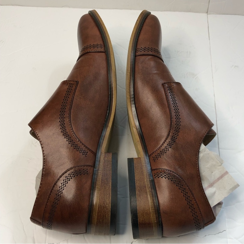 UV Signature Shoes Mens Size 10.5 Monk Strap Brown Leather Dress Shoes - Picture 5 of 12